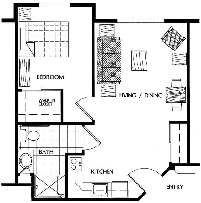 BT One Bedroom 507-528 SQ FT (1)
