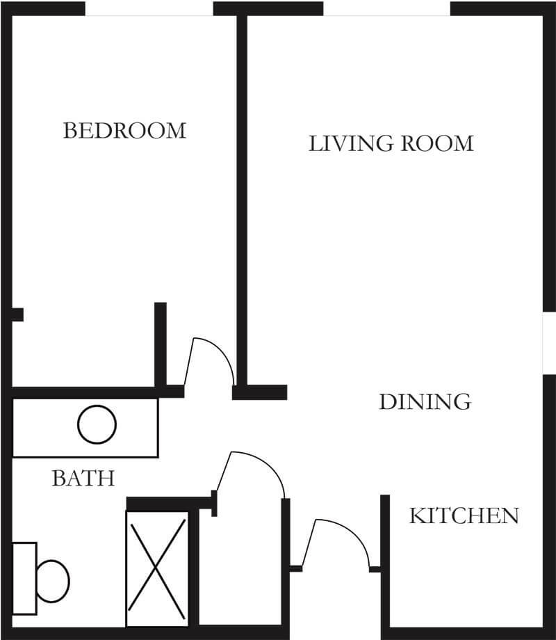 One Bedroom 528 sq ft (1)