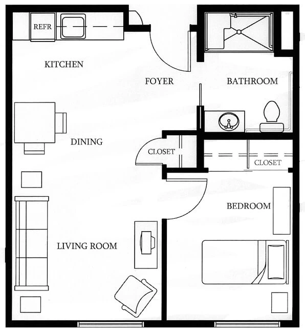 SW One Bedroom 527 SQFT (1)