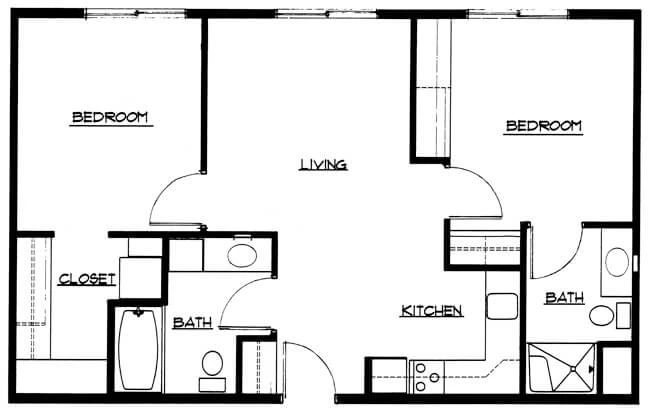 MR Two Bedroom 825 SQFT (1)