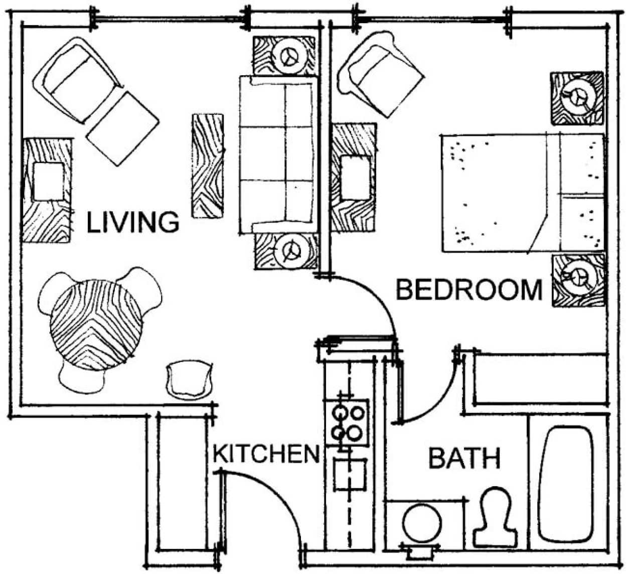 HT One Bedroom 455 SQFT (1)