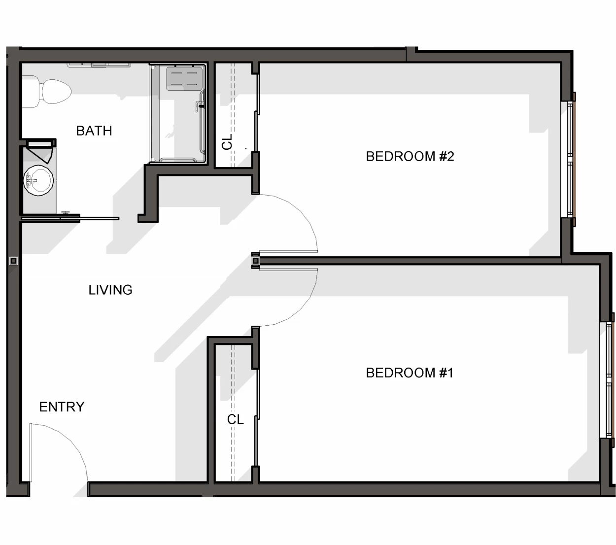 LS Two Bedroom Unit MC B1 623 SF