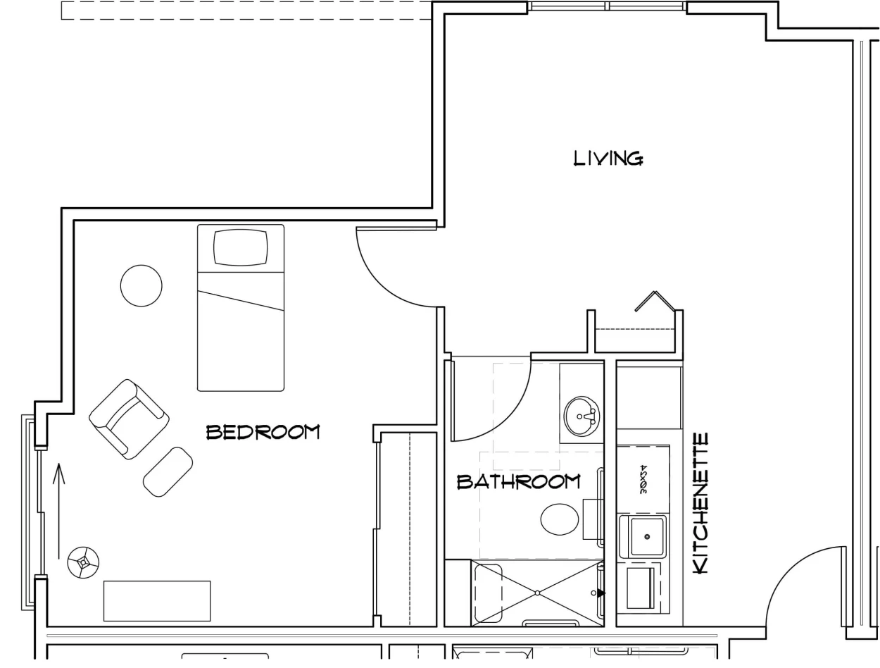 1 BR 569 SF