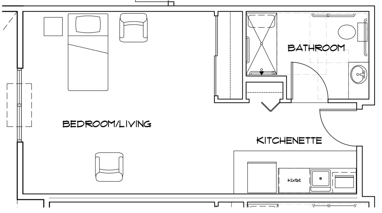studio 410 sq ft